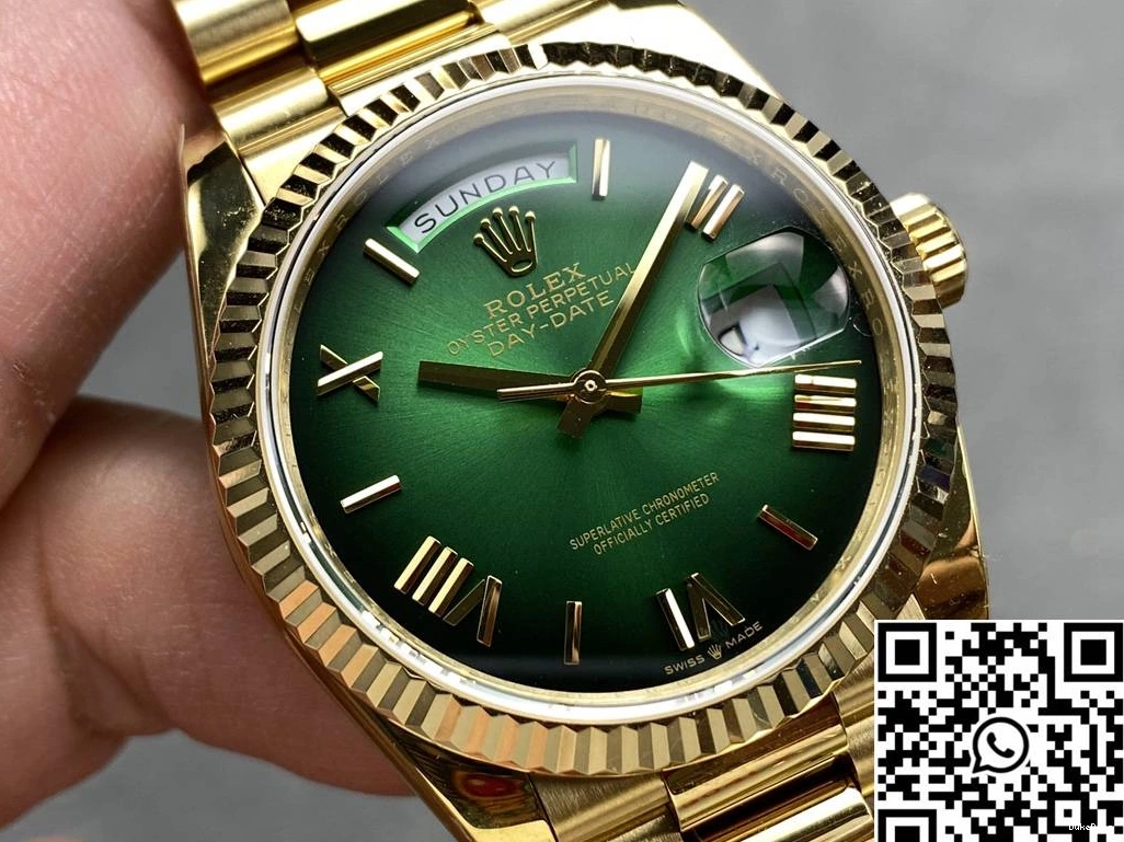 Gold Dial Factory Tungsten M128238-0118 QF Yellow v5 Steel Day Rolex 36mm Date Green 0502